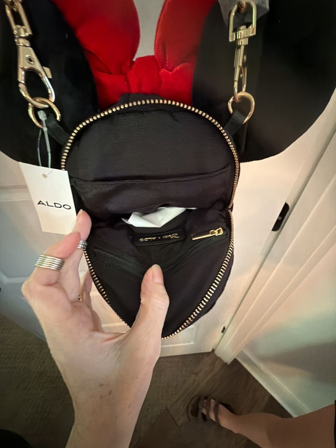 Disney x Aldo Minnie Mouse Plush Crossbody Handbag with Rhinestones 5