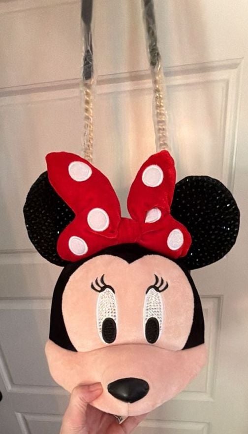 Disney x Aldo Minnie Mouse Plush Crossbody Handbag with Rhinestones 1