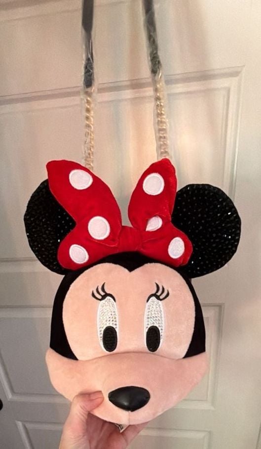 Disney x Aldo Minnie Mouse Plush Crossbody Handbag with Rhinestones 2