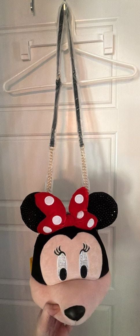 Disney x Aldo Minnie Mouse Plush Crossbody Handbag with Rhinestones 3