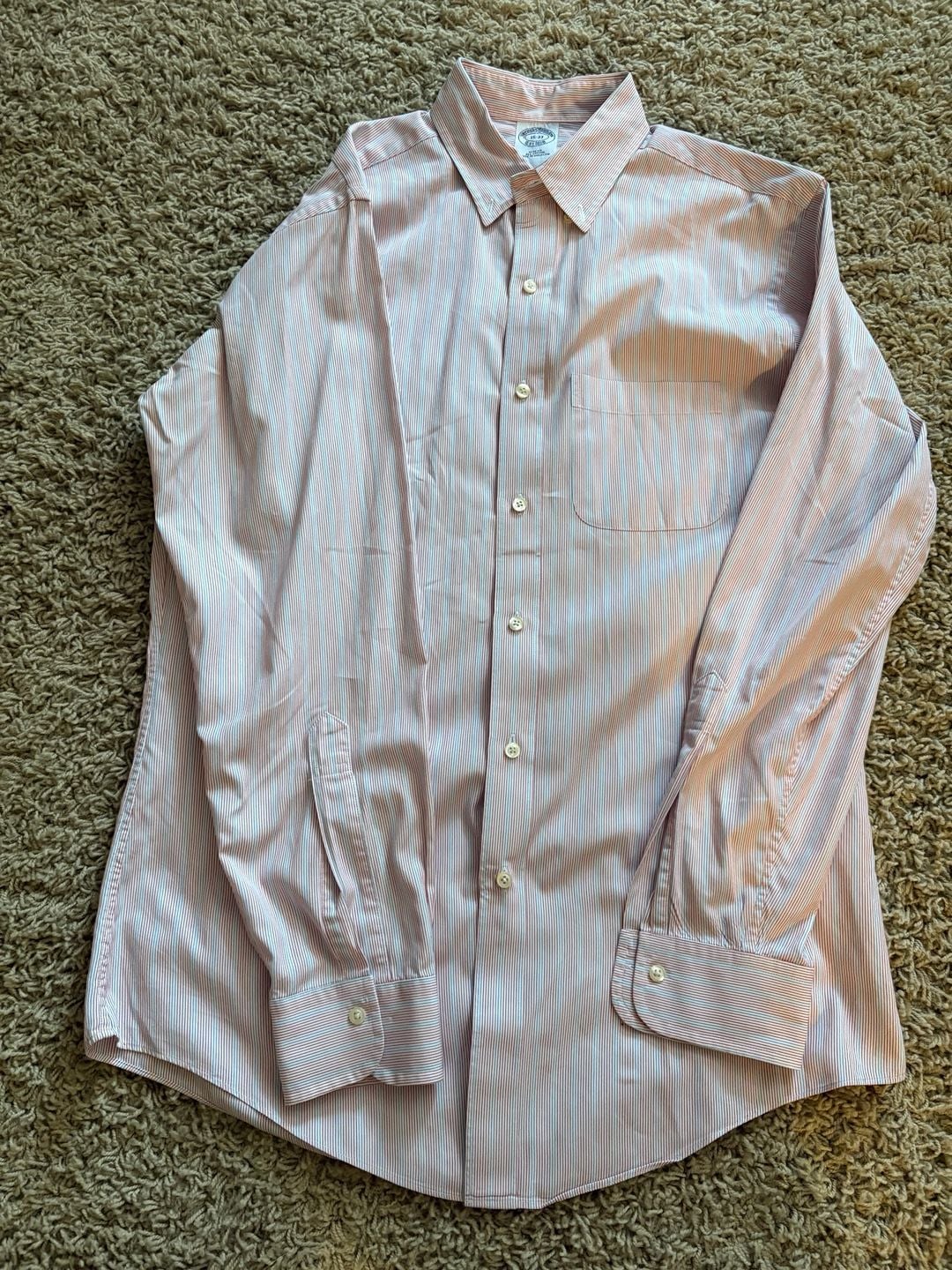 Brooks Brothers Slim Fit All Cotton Long Sleeve Button-Down Shirt Size 15-33 2