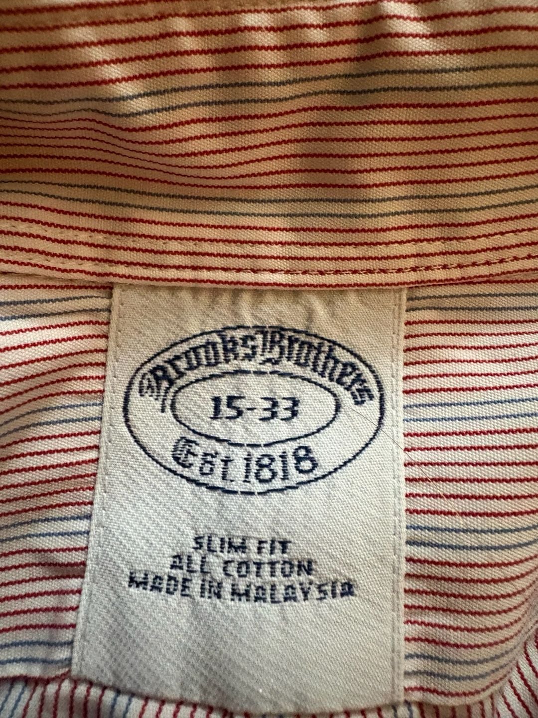 Brooks Brothers Slim Fit All Cotton Long Sleeve Button-Down Shirt Size 15-33 7
