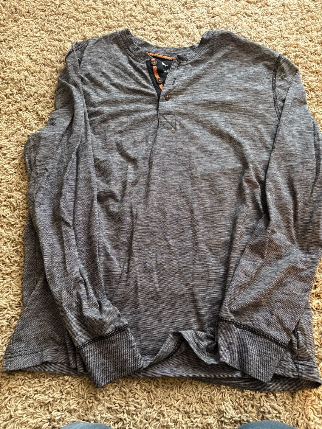 Tommy Bahama Men's Medium Gray Long Sleeve Henley Shirt Cotton Blend 2