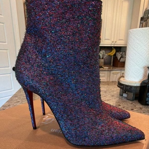 Christian Louboutin So Kate Booty 100 Starlight Lurex Multi Ankle Boots Size 37