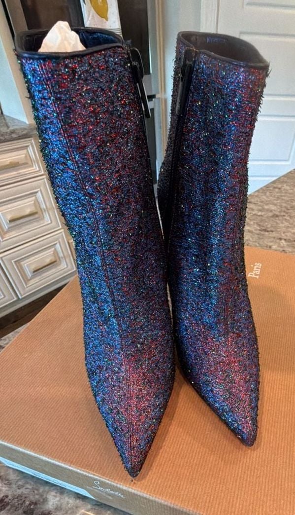 Christian Louboutin So Kate Booty 100 Starlight Lurex Multi Ankle Boots Size 37 4