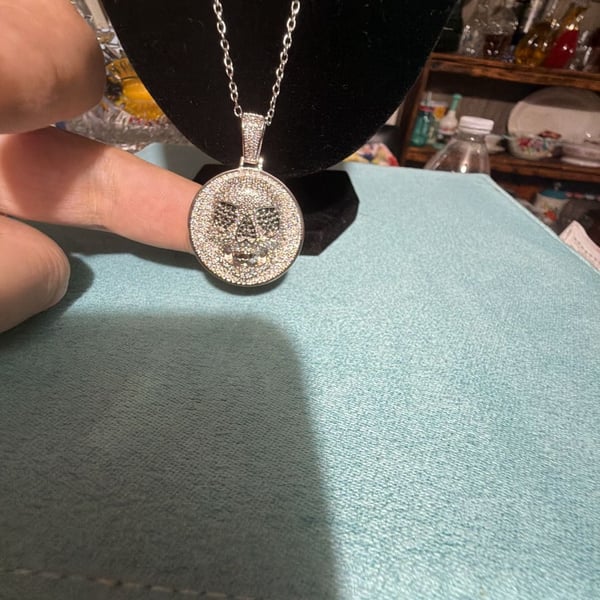 GRA Certified Moissanite Iced Out Skull Medallion Pendant Necklace Silver Tone