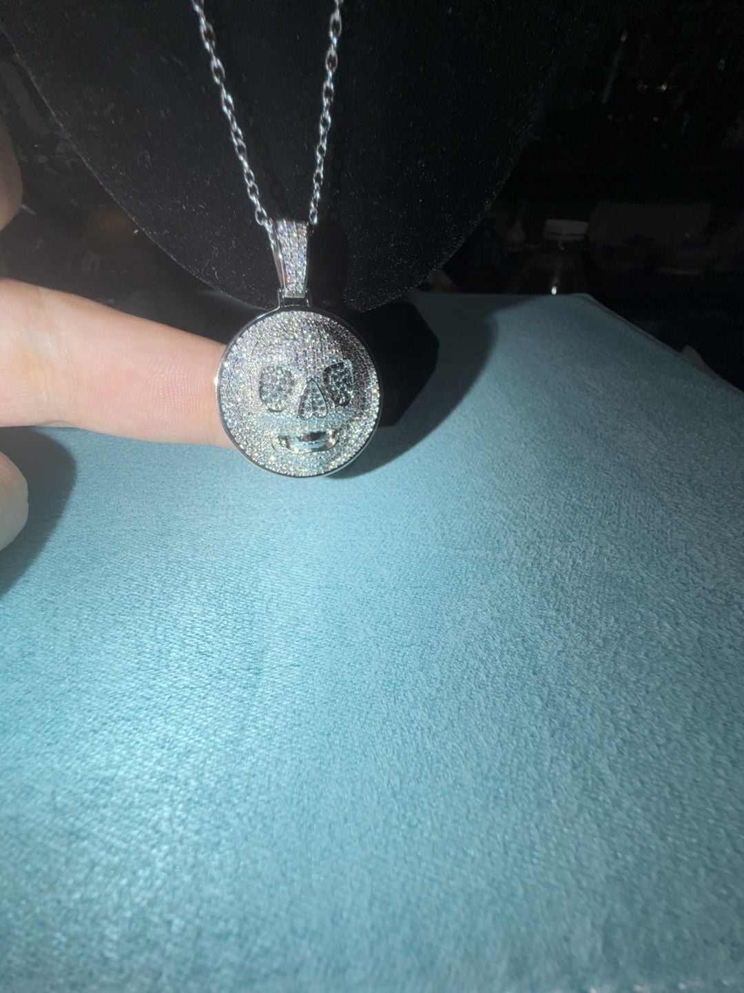GRA Certified Moissanite Iced Out Skull Medallion Pendant Necklace Silver Tone 4