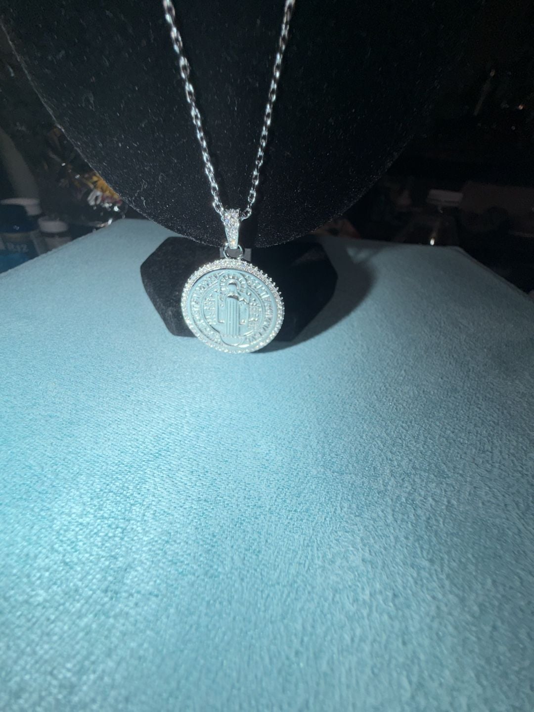 GRA Certified Moissanite Saint Benedict Medallion Necklace with Chain 2
