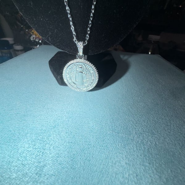 GRA Certified Moissanite Saint Benedict Medallion Necklace with Chain