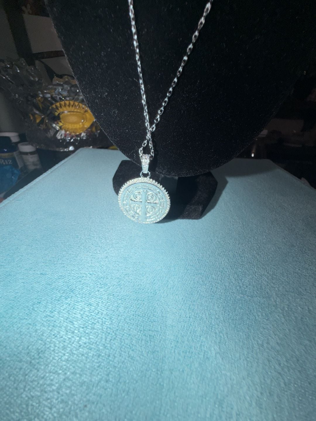 GRA Certified Moissanite Saint Benedict Medallion Necklace with Chain 4