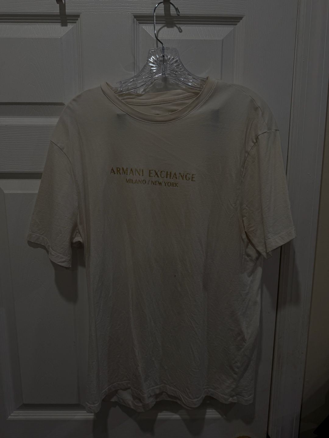 Armani Exchange Milano / New York Graphic Logo T-Shirt Cream XL 3