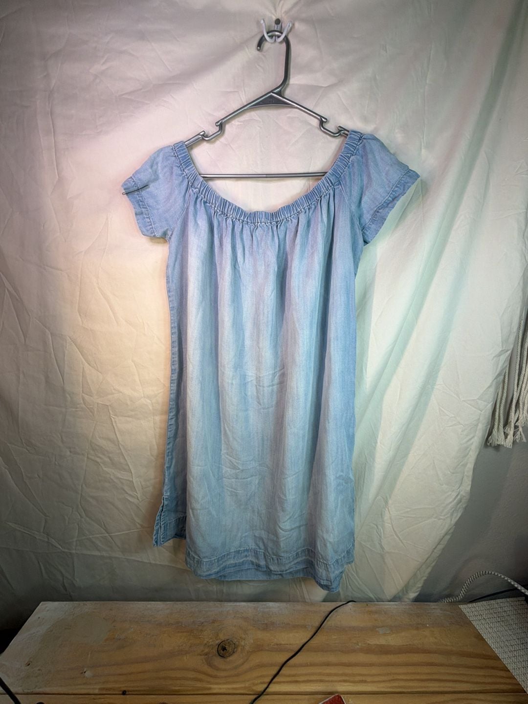 Cloth & Stone Anthropologie Tencel Chambray Off-The-Shoulder Dress Size M 2