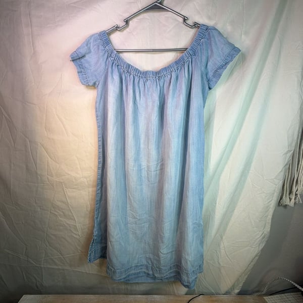 Cloth & Stone Anthropologie Tencel Chambray Off-The-Shoulder Dress Size M