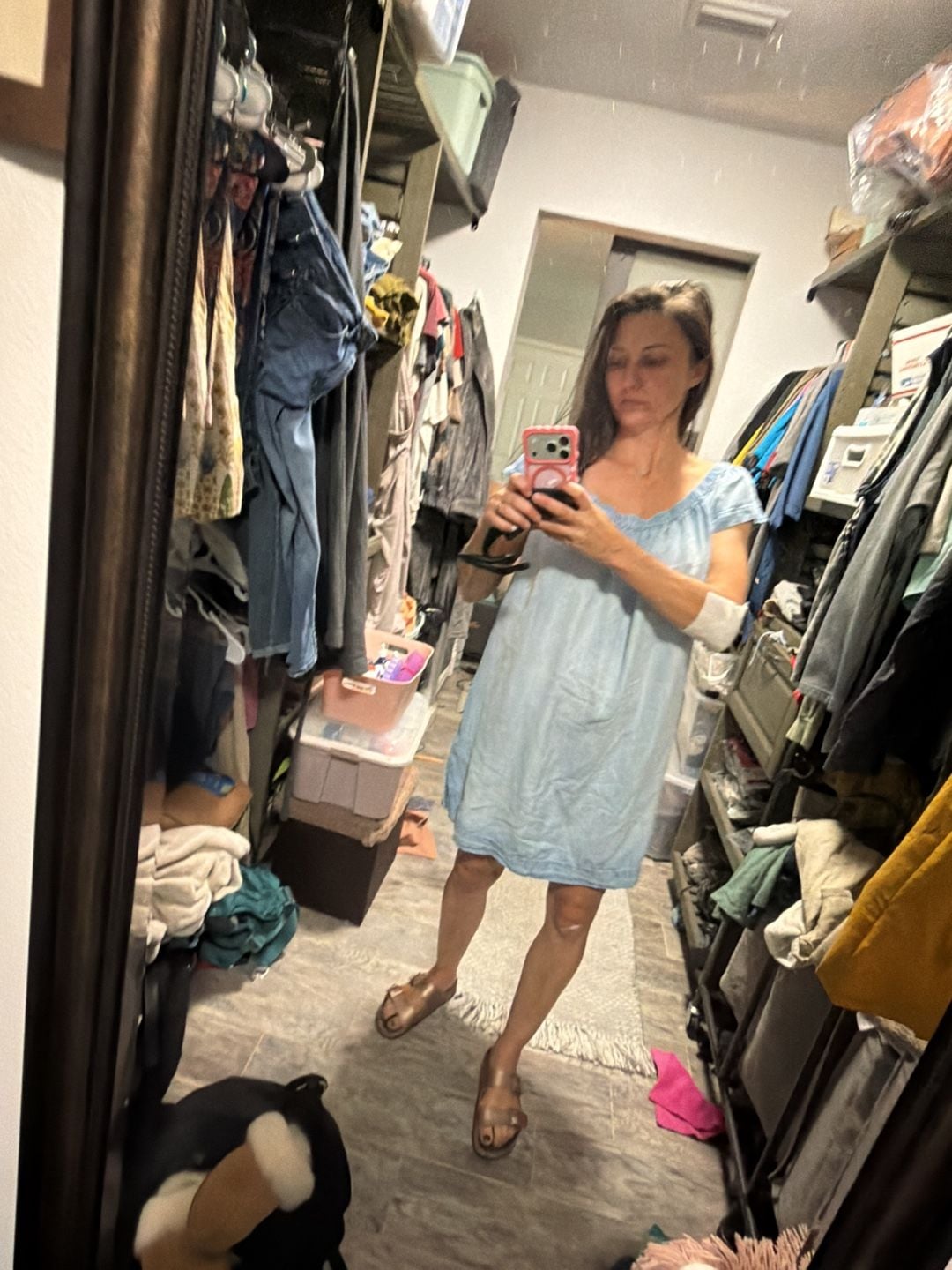 Cloth & Stone Anthropologie Tencel Chambray Off-The-Shoulder Dress Size M 4
