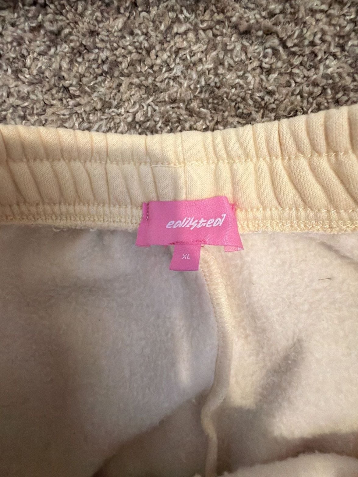 edikted Cream Crop Hoodie and Wide Leg Sweatpant Set XL 2