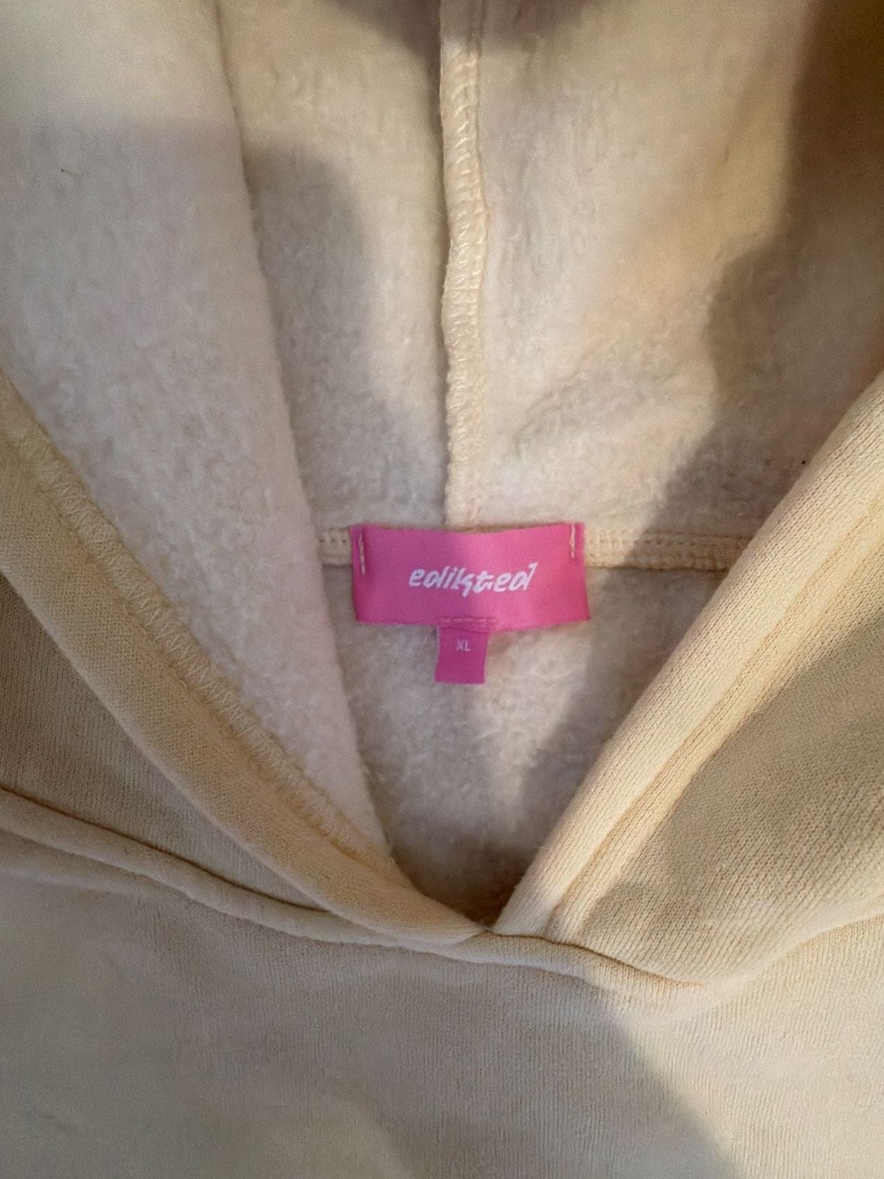 edikted Cream Crop Hoodie and Wide Leg Sweatpant Set XL 3