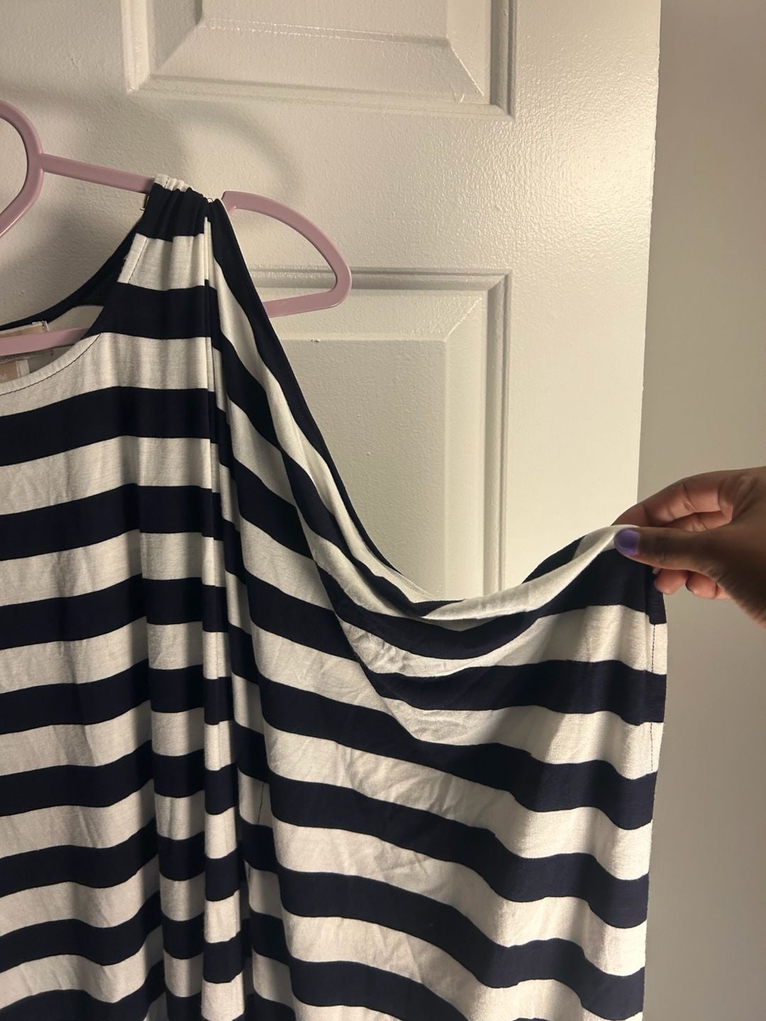 MICHAEL Michael Kors Cold Shoulder Striped Tunic Top Navy White Size M 3