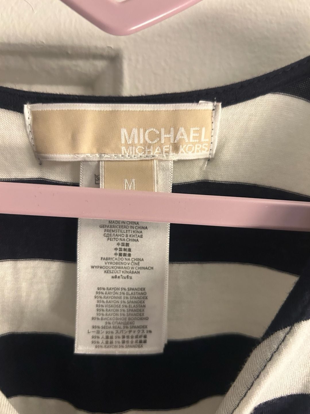 MICHAEL Michael Kors Cold Shoulder Striped Tunic Top Navy White Size M 5