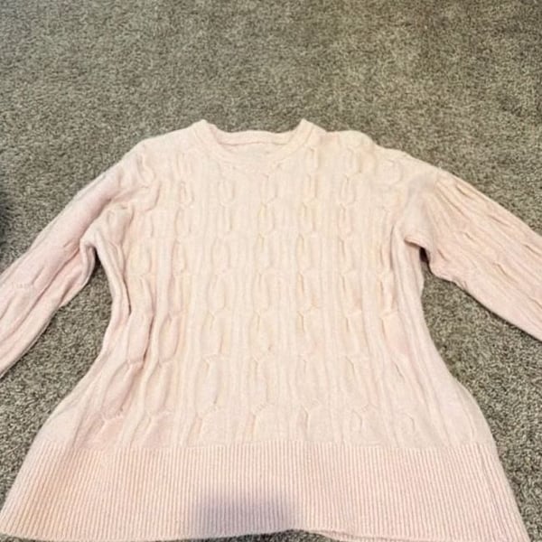Vigoss Pink Cable Knit Long Sleeve Crewneck Pullover Sweater Size L