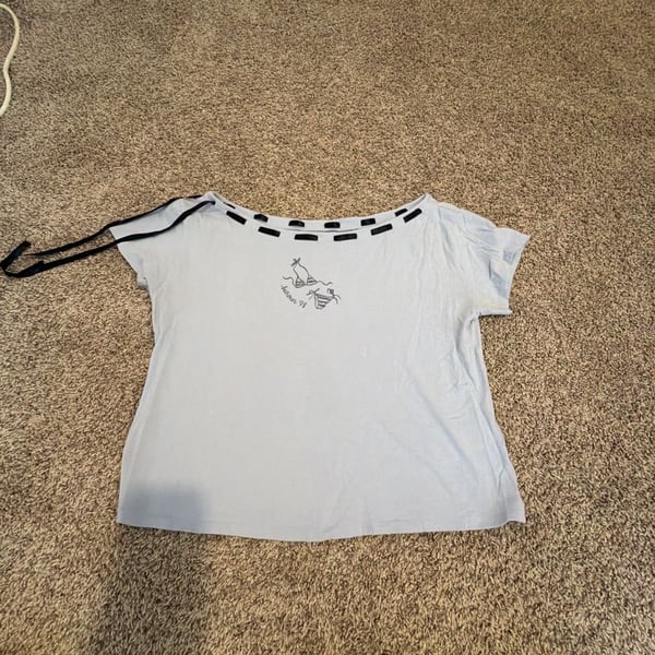 Hollister Blue Summer '98 Bikini Graphic Short Sleeve Laced Neckline T-Shirt XL