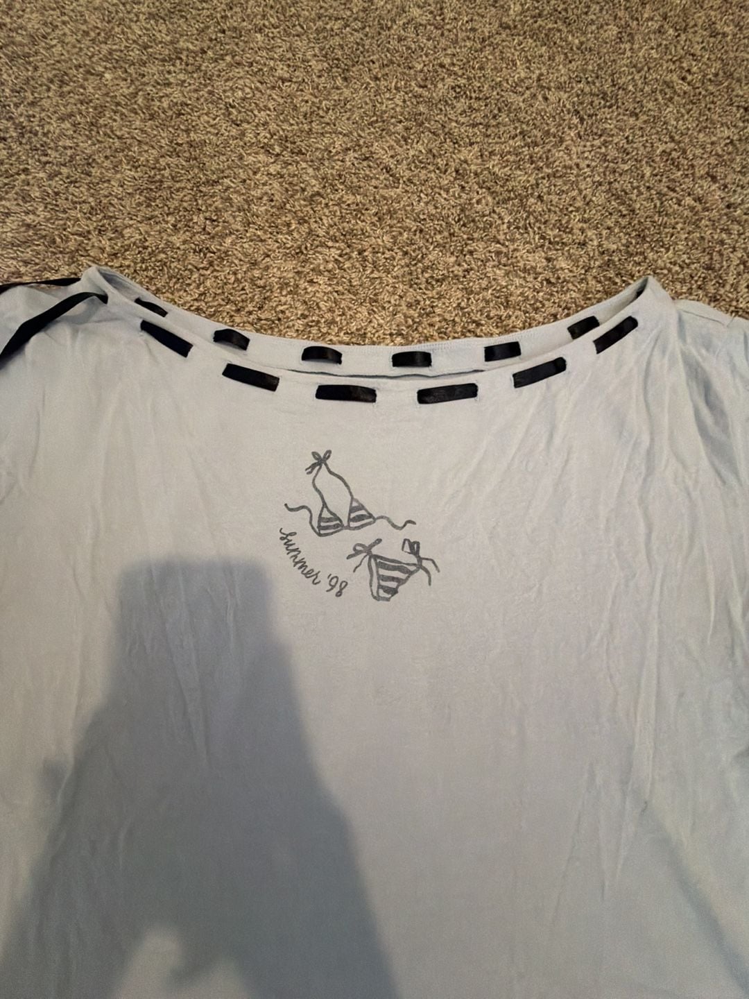 Hollister Blue Summer '98 Bikini Graphic Short Sleeve Laced Neckline T-Shirt XL 3