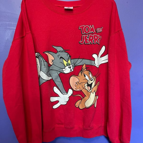 Tom and Jerry Chase Graphic Fleece Sweatshirt Red Size XL 15-17