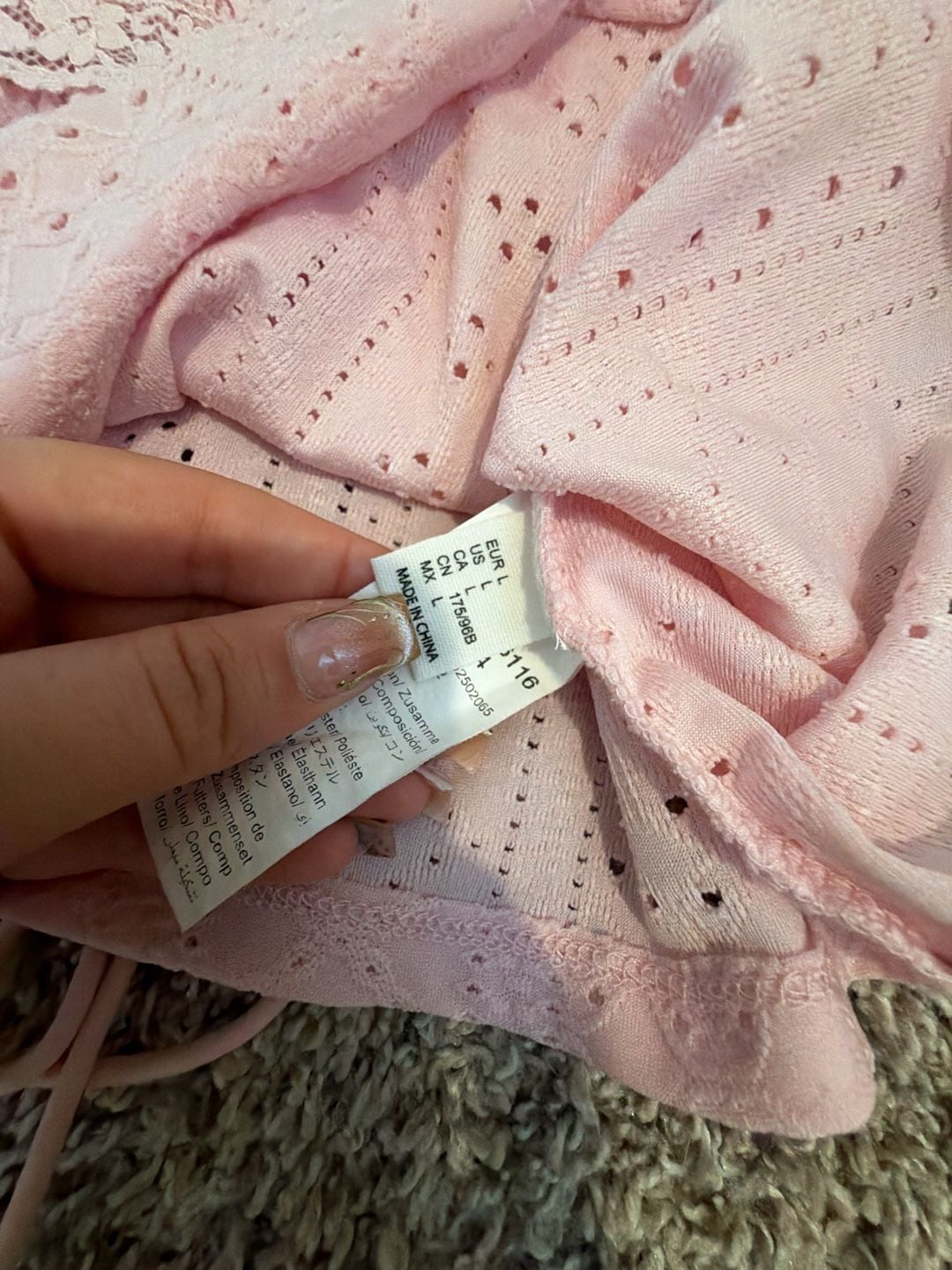 SHEIN Pink Eyelet Puff Sleeve Babydoll Peplum Top 3