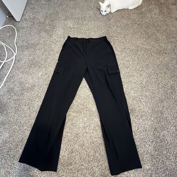 Lou & Grey Black Pull-On Utility Cargo Pants Wide Leg