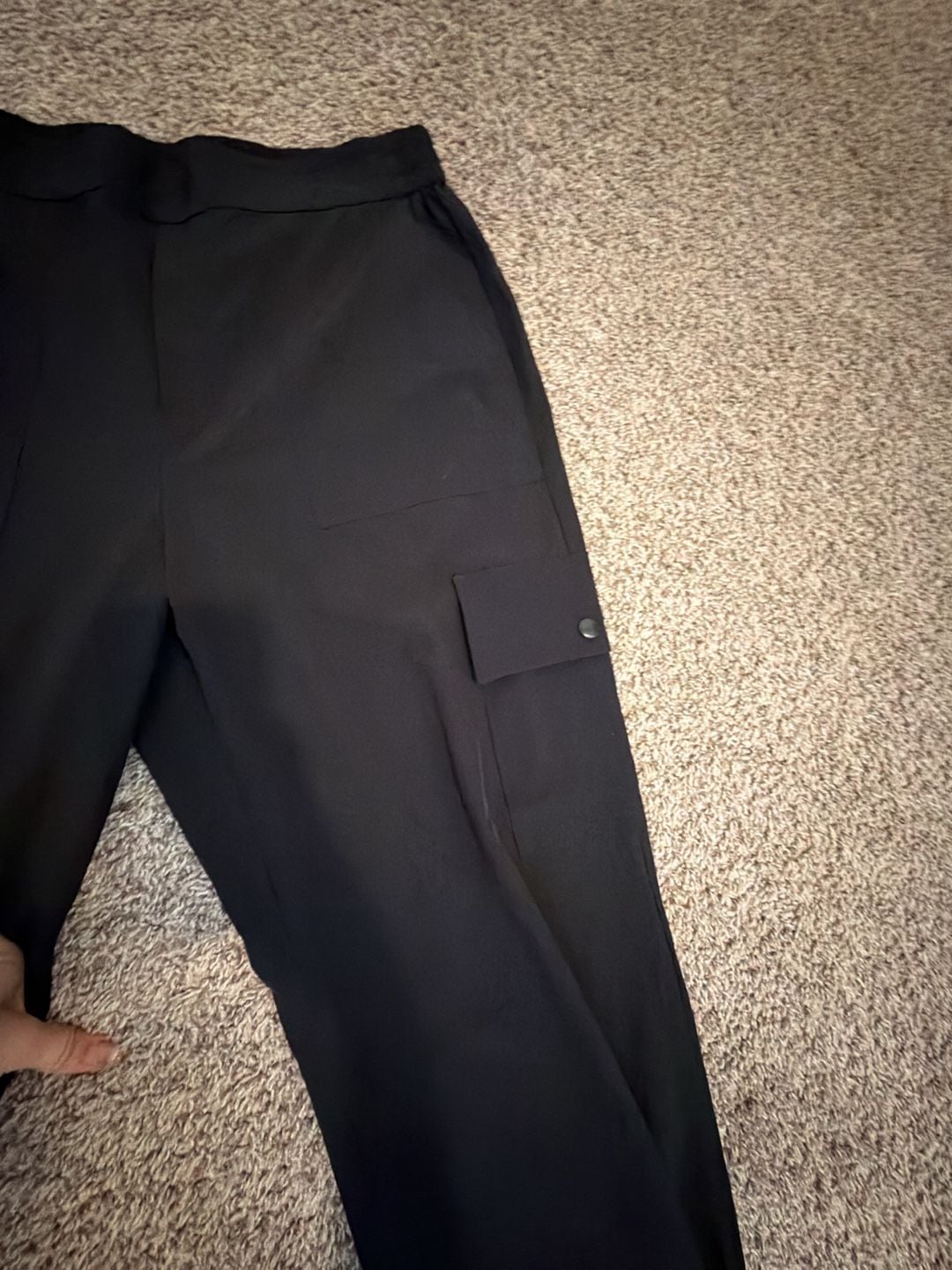 Lou & Grey Black Pull-On Utility Cargo Pants Wide Leg 3