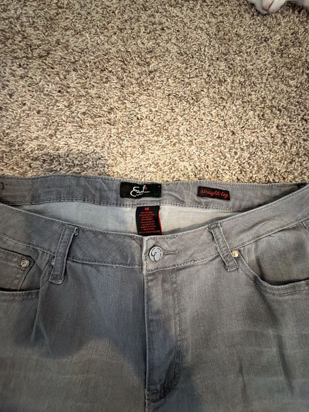 Earl Jean Gray Straight Leg Denim Jeans Women's Size 16 3