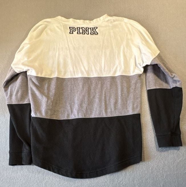 Victoria's Secret PINK NFL Las Vegas Raiders Pride and Poise Sequin Long Sleeve T-Shirt Size S 8
