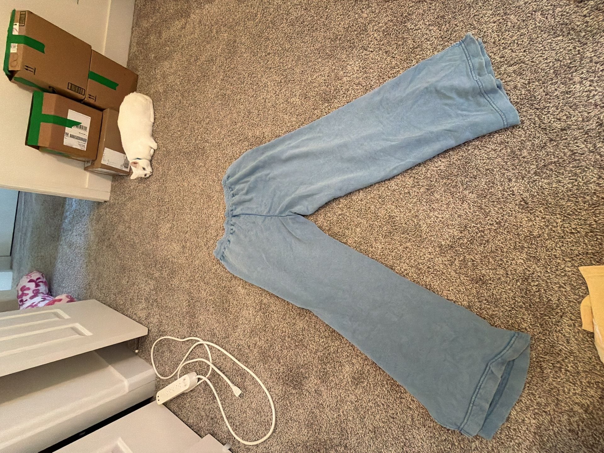Lou & Grey Blue Wide Leg Drawstring Knit Pants 5