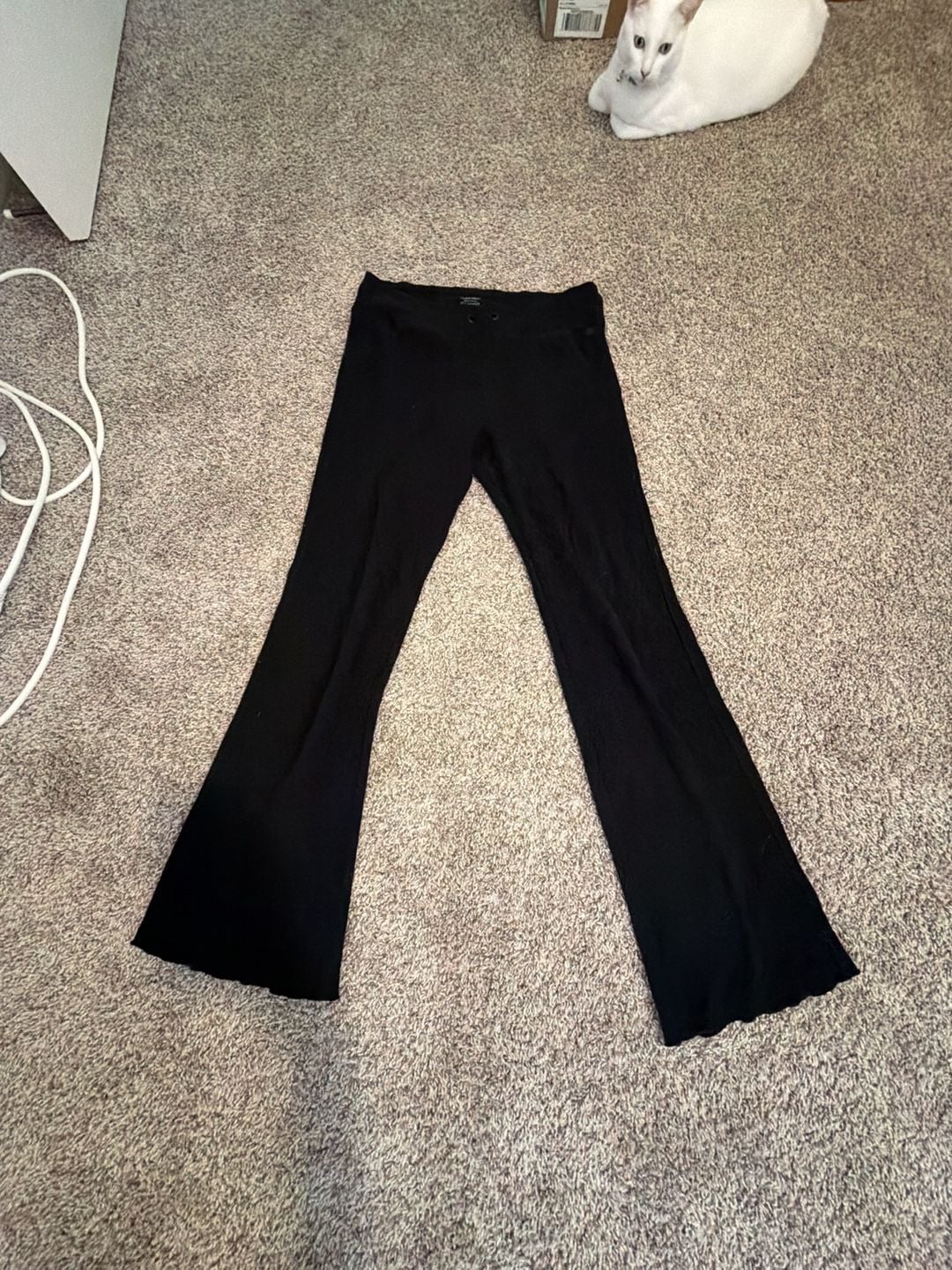 Calvin Klein Performance Stretch Black Ribbed Flare Pants Size L 2
