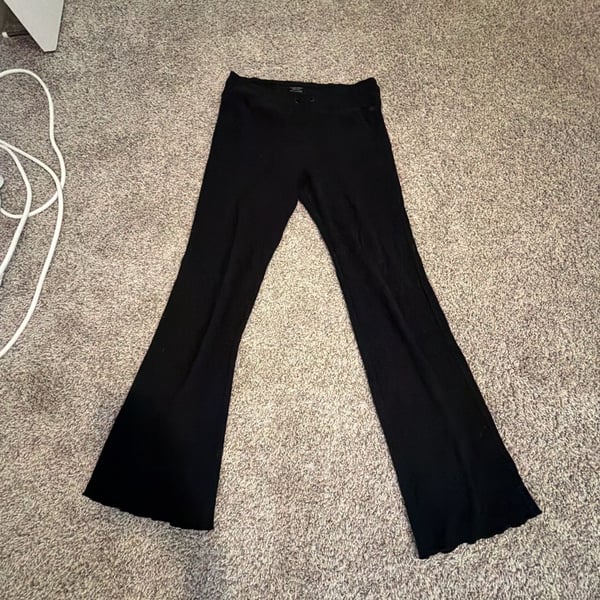 Calvin Klein Performance Stretch Black Ribbed Flare Pants Size L