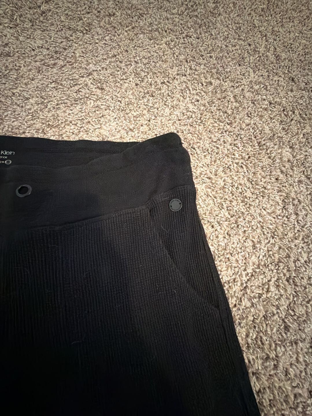 Calvin Klein Performance Stretch Black Ribbed Flare Pants Size L 4