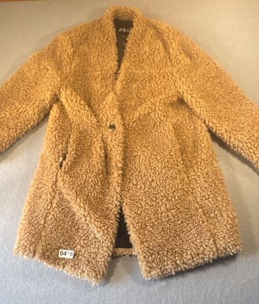Zara Brown Faux Shearling Teddy Bear Coat Size XS 4
