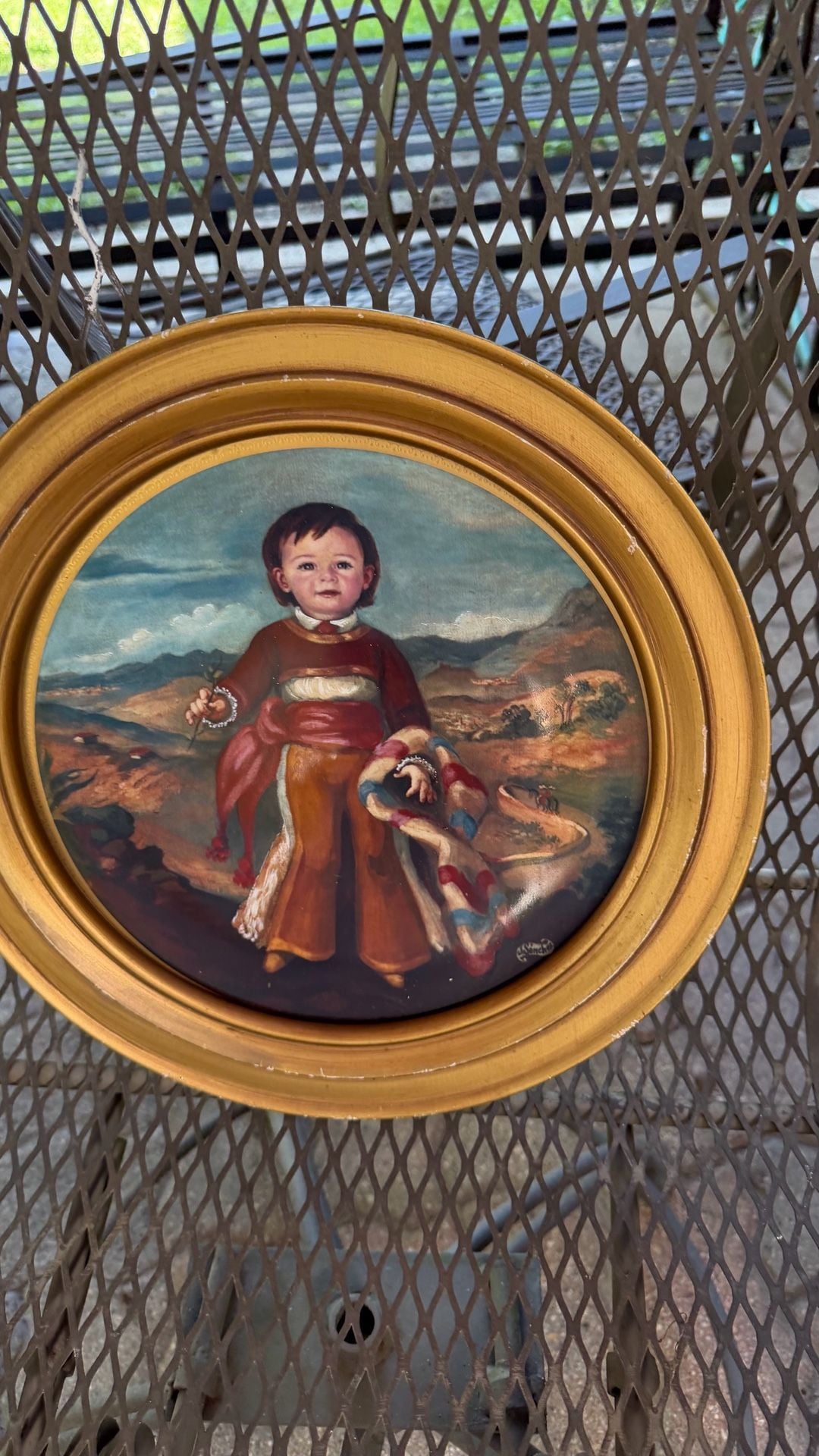 Children of Mexico Series. Plate Pickard China in Bard's Genuine Wood Frame 1