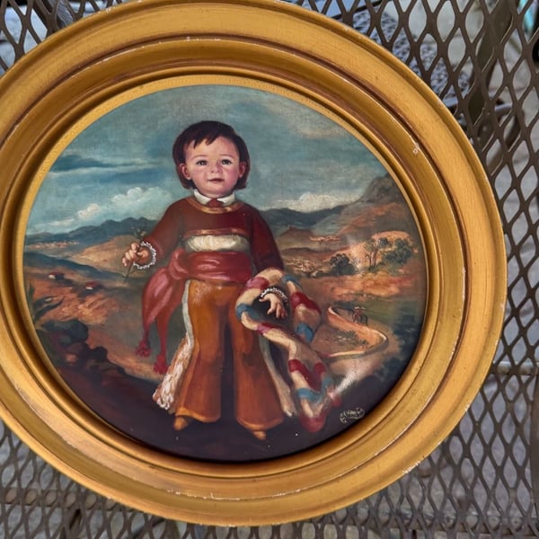  Children of Mexico Series. Plate Pickard China in Bard's Genuine Wood Frame