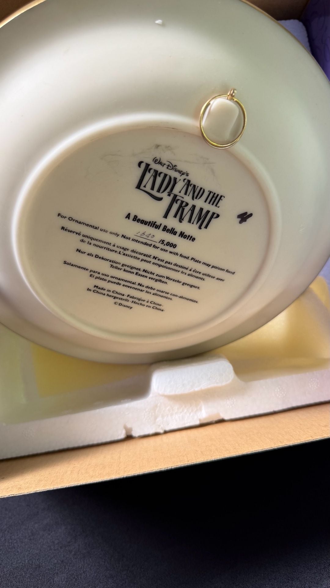 Walt Disney's Lady and the Tramp A Beautiful Bella Notte Collectible Plate. 3