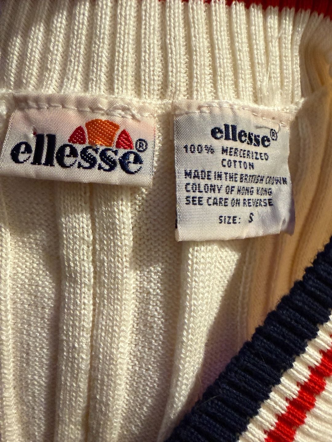 Vintage Ellesse 100% Mercerized Cotton Cable Knit Tennis Sweater Vest 3