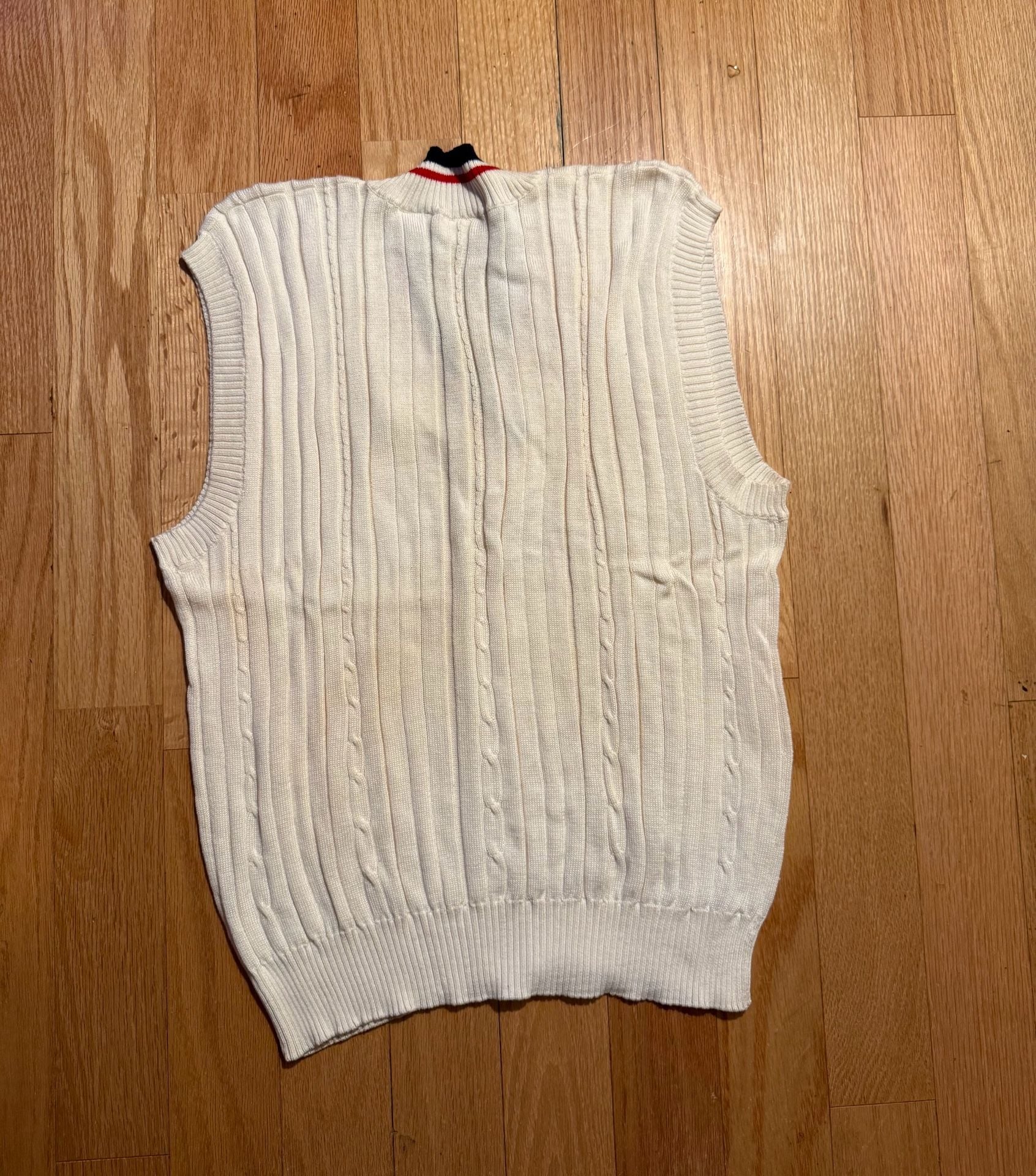 Vintage Ellesse 100% Mercerized Cotton Cable Knit Tennis Sweater Vest 5