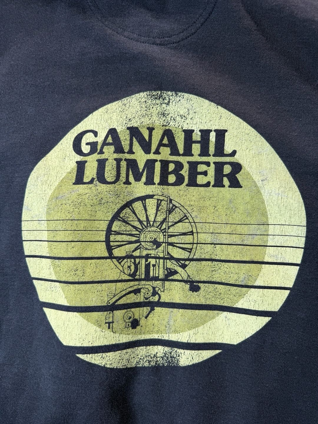 Vintage Carhartt Ganahl Lumber Graphic Pullover Hoodie Faded Black Worn in XL 8