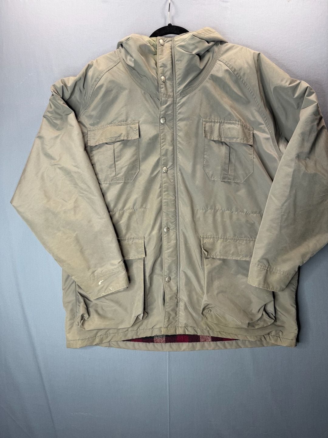 VTG LL Bean Jacket Mens XL Gray Baxter State Wool Lined Parka 80s USA Hooded 2