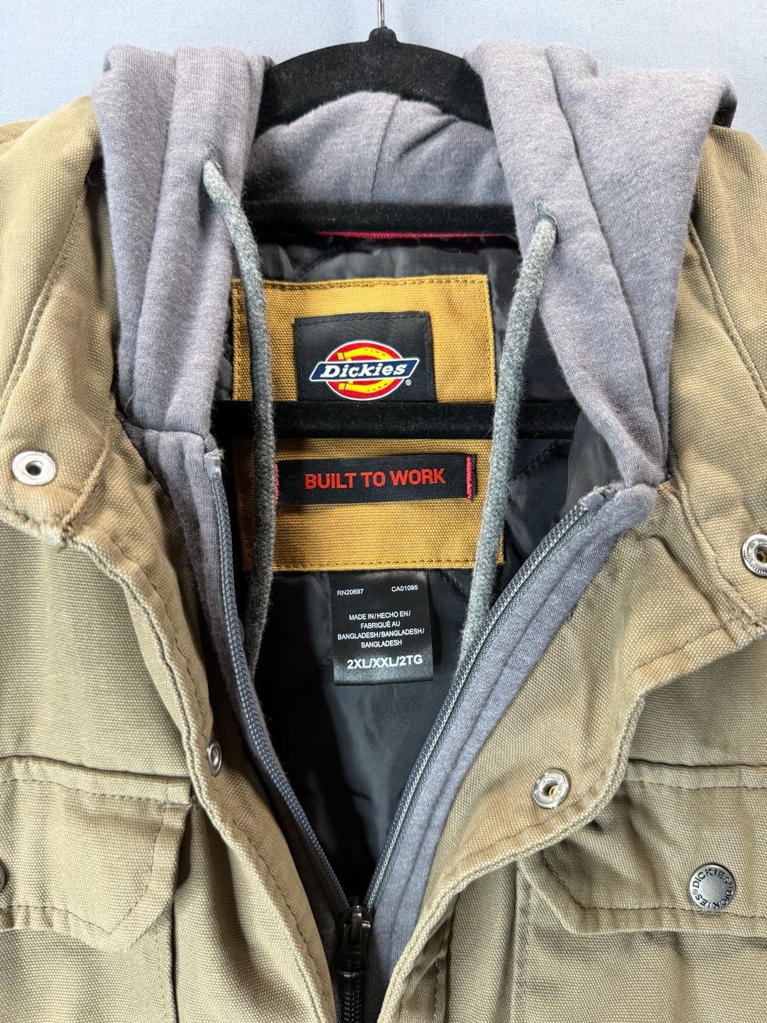 Vintage Dickies Brown Canvas Quilted Lined Hooded Work Jacket Men's Size 2XL 3