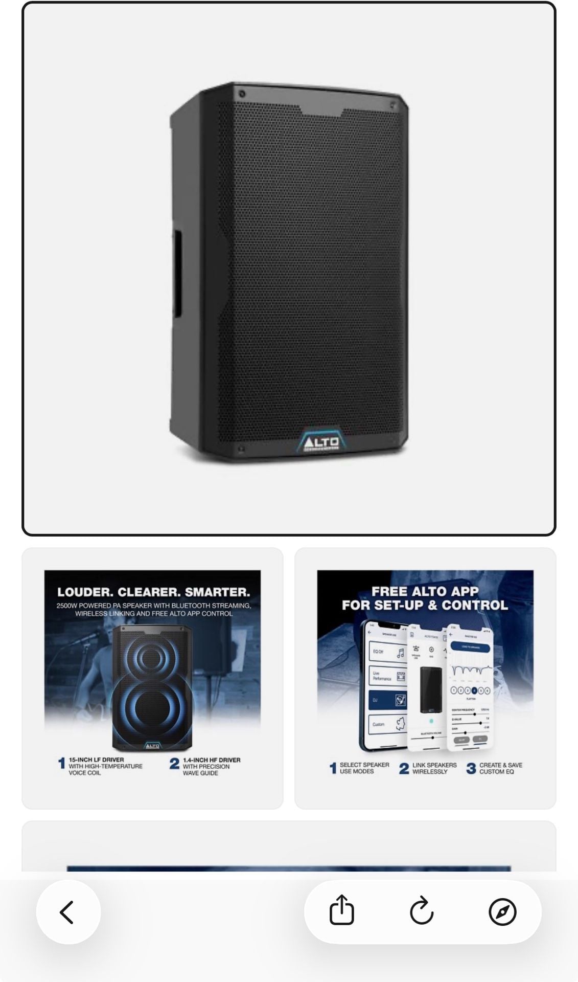 Alto Professional TS415 2500W 15-Inch Powered PA Speaker 4