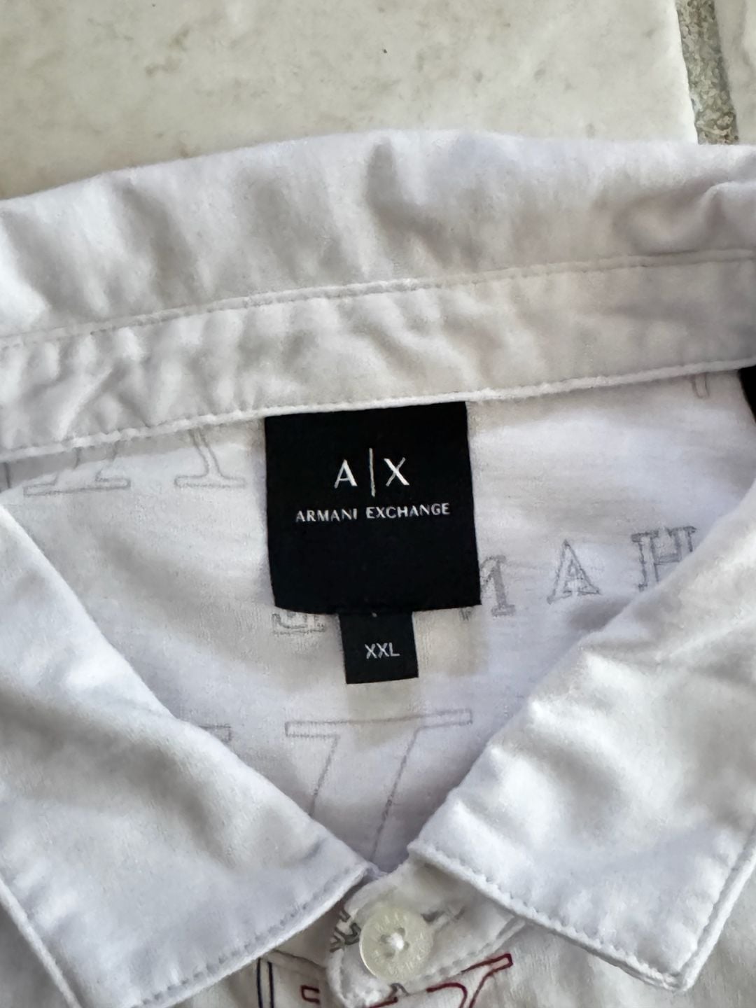 Armani Exchange All-Over Logo Print Cotton Polo Shirt White XXL 4