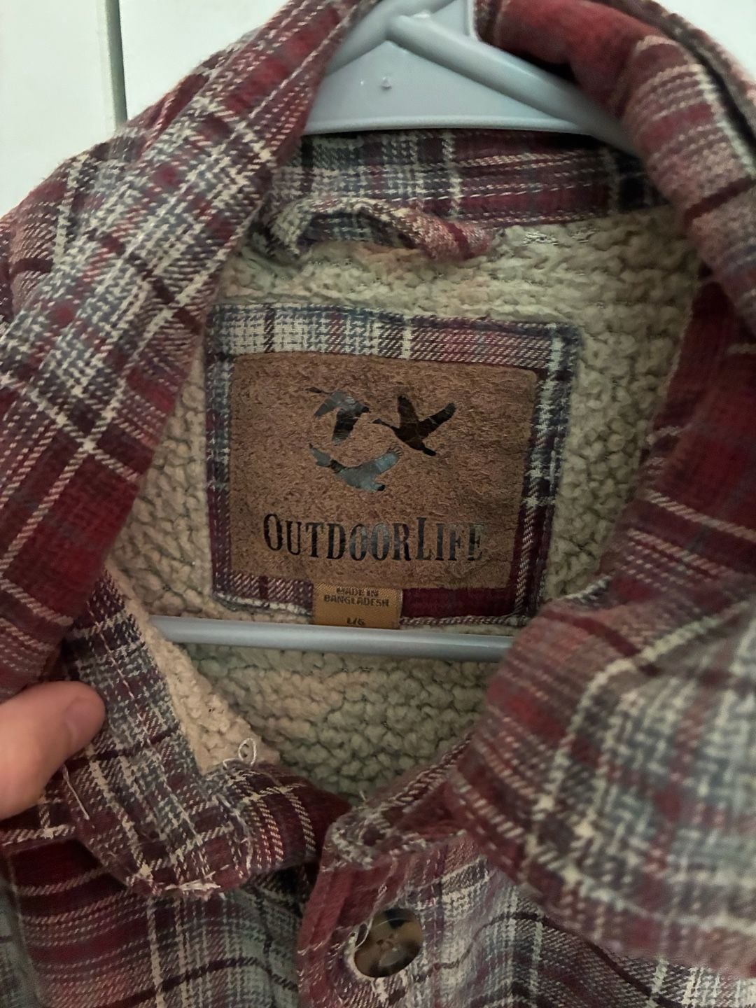 OutdoorLife Red and Beige Plaid Flannel Shirt with Fleece Lining 5