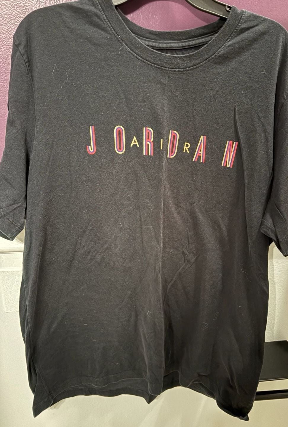 Air Jordan By Nike Alphabet Printing Short Sleeve Black T-Shirt 2