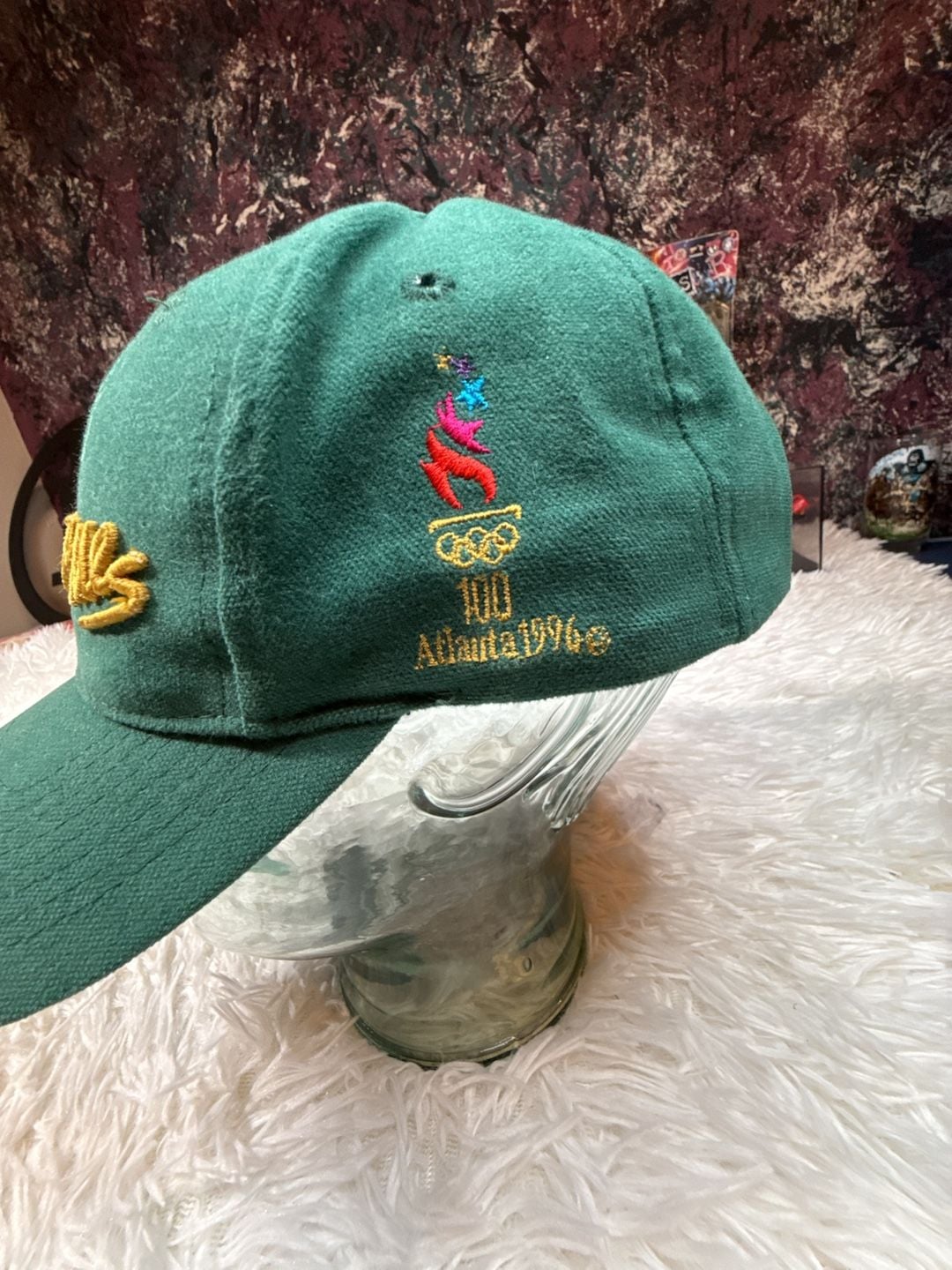 Vintage The Game 1996 Atlanta Olympics Green Script Snapback Hat 3