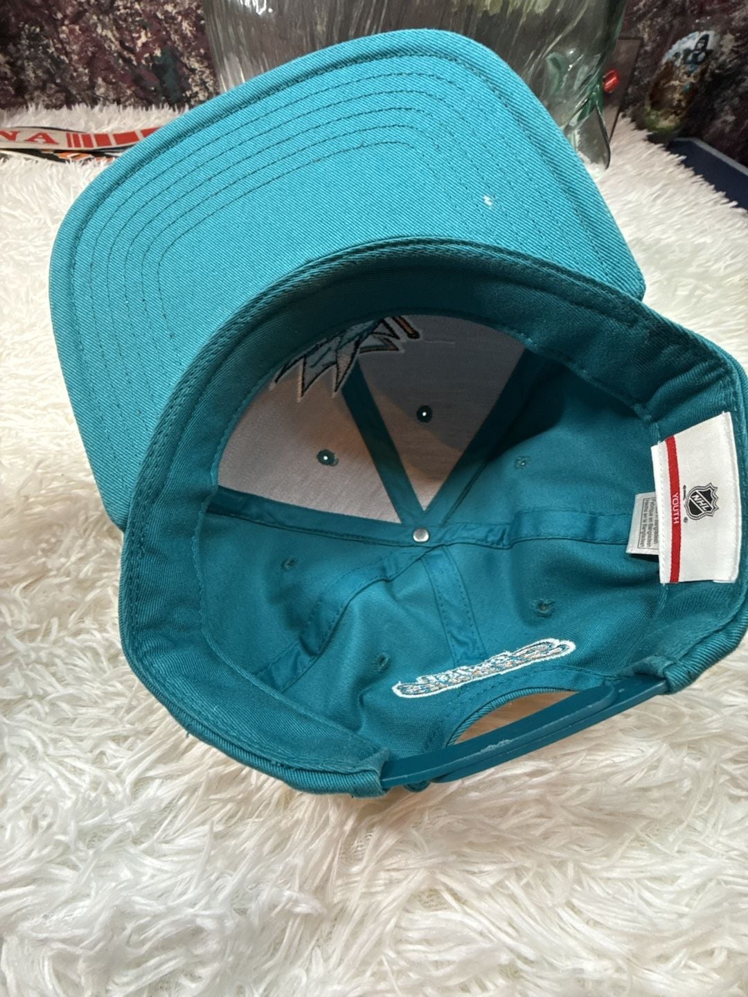 San Jose Sharks Youth NHL Snapback Hat Teal Flat Bill Cap 7